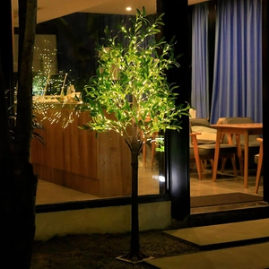 Artificial Olive Tree LED Lighted Faux Satin Decorative Plant Warm White Light USB Powered For Home Wedding Party