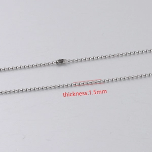 Detail shot of 1.5mm stainless steel ball bead chain for DIY jewelry making and necklace