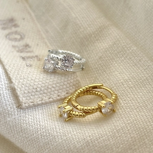 925 Sterling Silver Hoop Earrings With Cubic Zirconia Twisted Rope Huggies For Women Minimalist Elegant