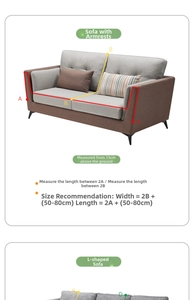 Size guide illustration for universal sofa cover with measurement rules and diagrams