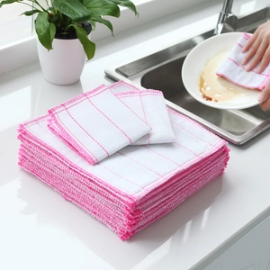 Microfiber Cotton Gauze Dishcloths Absorbent Multi Layer Mesh Dish Towels For Kitchen Cleaning Dishwashing Square