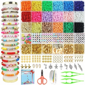 Detailliertes DIY Armband-Set mit 24-Farben Tonperlen, Zubehör, Werkzeug und Geschenkbox
