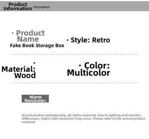 Detailed technical specifications for vintage wooden book-shaped jewelry storage boxes