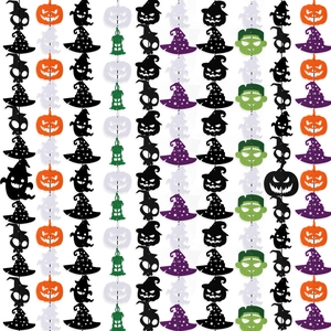 Halloween felt banner set with colorful pumpkin ghost skull and wizard hat decorations