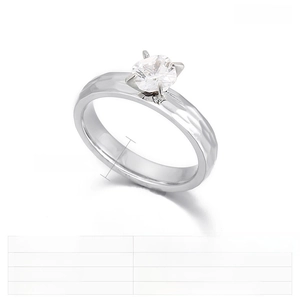Detail shot of hammered stainless steel ring with 4mm width and sparkling zircon stone