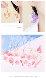 Star and moon silicone molds for resin DIY earrings with colorful gradient finishes