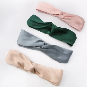 19mm Mulberry silk scrunchies with twist design in pink, green, blue and beige set