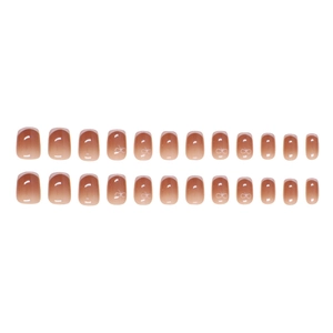 24pcs short square French gradient press-on nails with white bow designs for women