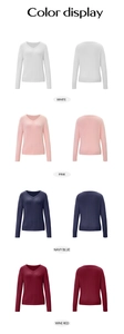 Vertical color display showing white, pink, navy blue, and wine red V-neck knit sweaters