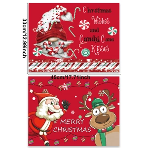 Weihnachts-Platzsets mit Cartoon-Weihnachtsmann und Rentier, 45x33cm hitzebeständige Tischmatte