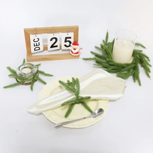 Norfolk Pine Napkin Rings Artificial Greenery PE Pine Needle Candle Ring For Christmas Table Decor Festive Ornament
