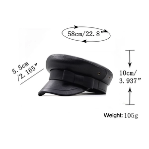 Casquette de marin noire en cuir PU avec œillets métalliques et nœud décoratif