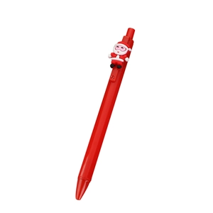 Christmas theme red retractable pen with 3D Santa Claus figure on white background