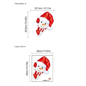 Christmas snowman wall sticker for living room with dimensions 25.7cm by 36.6cm in PVC material