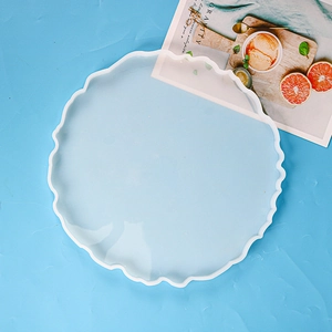 Macro detail of round wavy silicone mold for DIY crystal resin tray and plaster craft projects