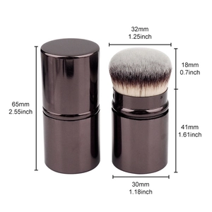 Detailed dimensions of portable retractable foundation brush with protective metal cap