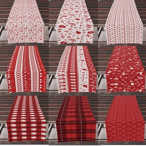 Christmas Table Runner Linen Red White Snowflake Reindeer Santa Holiday Kitchen Dining Home Decor Nordic Style