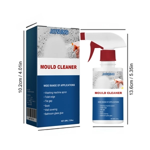 Detailed size specifications of 60ml mold cleaner spray bottle and packaging box