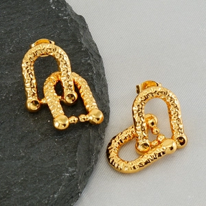 Orecchini vintage in acciaio inossidabile placcato oro 18k con texture martellata