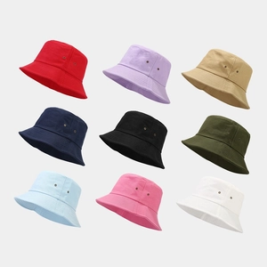 Classic cotton bucket hats in nine vibrant colors displayed in a grid view