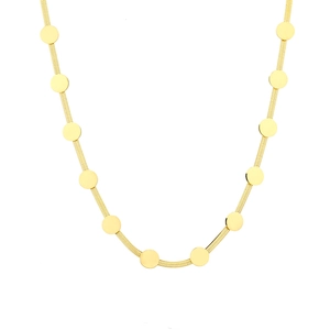 Elegant gold-plated herringbone snake chain necklace with circular charms for women