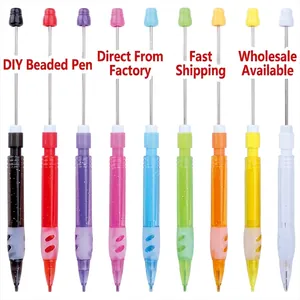 Beaded DIY Mechanical Pencil Glitter Plastic Body Ergonomic Grip Metal Rod Stationery Writing Drawing Student School Use
