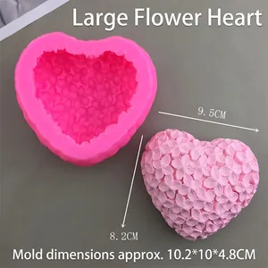 DIY 3D flower heart silicone mold for mousse cakes and aromatherapy candles 9.5cm