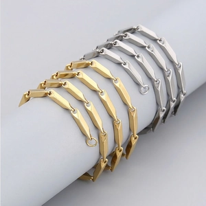 Collier À Maillons Géométriques En Acier Inoxydable Longue Barre Bijoux De Mode Minimalistes Pour Hommes Femmes