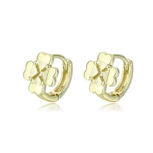Elegant gold clover hoop earrings for women with minimalist hollow geometric design