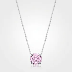 Octagonal Colorful Zircon Pendant Necklace 925 Sterling Silver Clavicle Chain Elegant Minimalist Jewelry For Women Girls