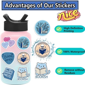 Waterproof bookish stickers featuring high definition printing and residue-free removal