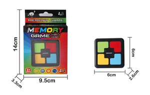 Memory game toy with dimensions 6x6x2.6cm featuring colorful buttons for kids 3+