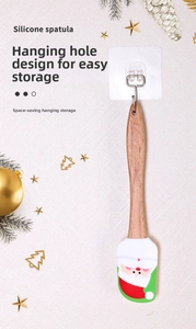 Silicone spatula with hanging hole design and Santa Claus pattern for holiday kitchen storage