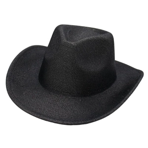 Classic black matte cowboy hat with curved brim, elegant felt jazz fedora for parties