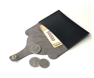 Vue détaillée du porte-monnaie ouvert en cuir PU avec compartiments pour billets
