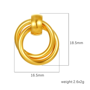 Minimalist geometric interlocking gold-plated stainless steel hoop earrings for women
