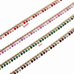 Golden stainless steel enamel bead chain for DIY jewelry in 3mm and 6mm sizes