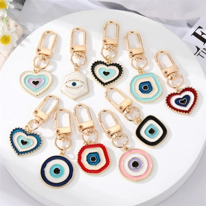 Evil Eye Heart Keychain Alloy Enamel Lucky Turkish Eye Bag Charm Pendant Accessory For Women Girls