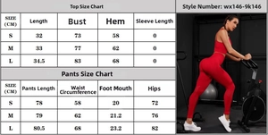 Guide des tailles pour l'ensemble de yoga sans couture avec legging et brassière de sport