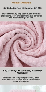 Detailed texture of pink Xinjiang long-staple cotton waffle weave bath towel