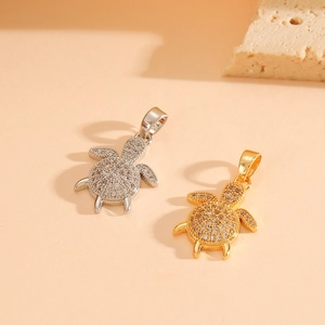 Cute turtle pendants in gold and silver finish with sparkling zircon stones for women