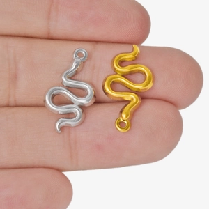 Minimalist 304 stainless steel snake pendant set in gold and silver for DIY jewelry