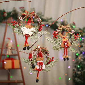 Three-piece Christmas wreath set with Santa, Reindeer, and Snowman for holiday decor