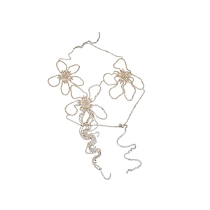 Elegant rhinestone flower body chain jewelry with sparkling beads for women fashion