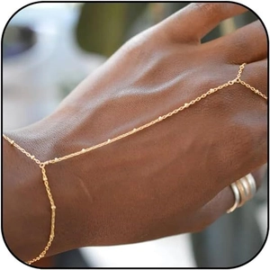 Vintage Gold Alloy Butterfly Star Pendant Rhinestone Pearl Hand Chain Finger Linked Ring Jewelry For Women