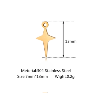 Polished 304 stainless steel star pendant charms for DIY jewelry making accessories