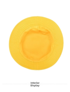 Detailed interior view showing high-quality stitching and cotton lining of yellow bucket hat