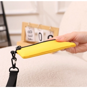 Pochette bracelet jaune vif en polyester avec fermeture éclair pour pièces et cartes