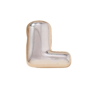 Polished bubble initial L pendant in silver and gold contrast stainless steel design