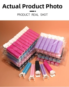 Close-up of colorful hair root clips with nylon hook and loop texture for volume
